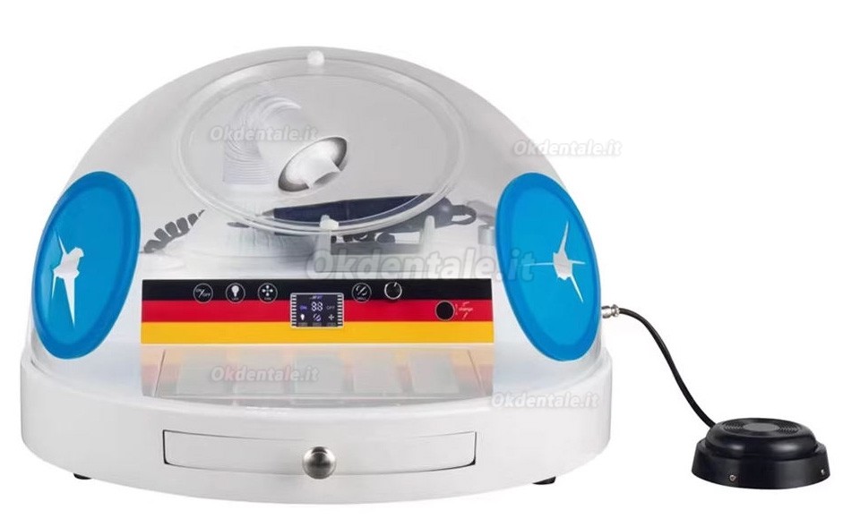 Sistema di lucidatura e molatura 2 in 1 per laboratorio odontotecnico con manipolo e sistema di aspirazione della polvere